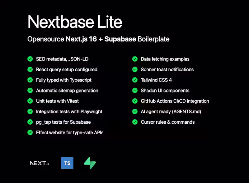 Cover image for Open source NextBase starter kit: Next.js 16 + Supabase
