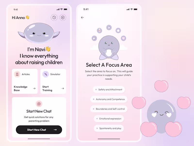 Cover image for UI/UX Mobile App Design for a Gamified AI App |  Parenting App