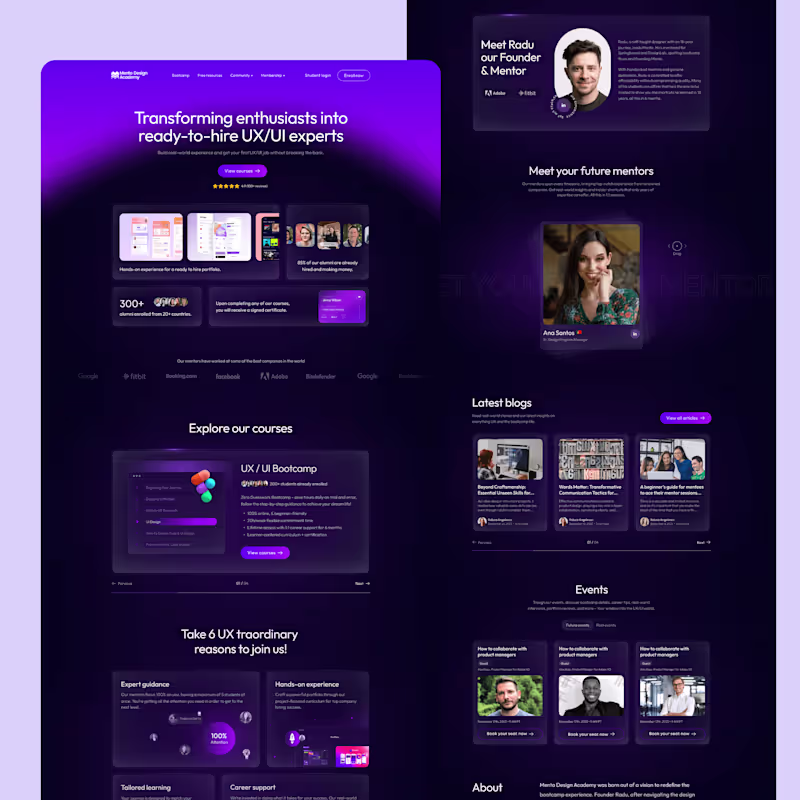 Cover image for Website design for design academy