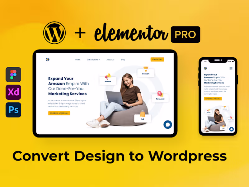 Cover image for I will convert figma, xd or PSD to wordpress with elementor pro