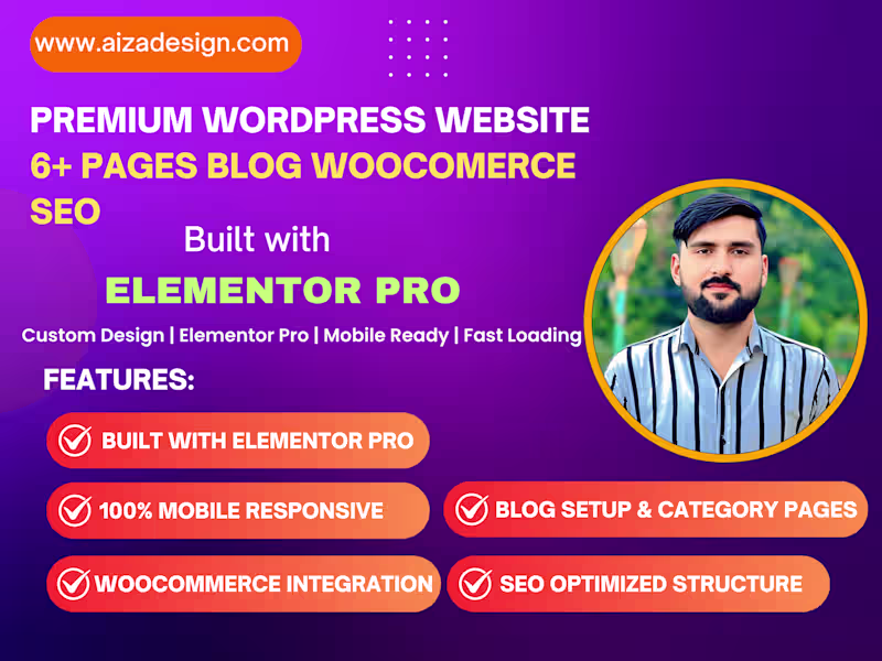 Cover image for I will build a premium 6+ page WordPress site with Elementor Pro