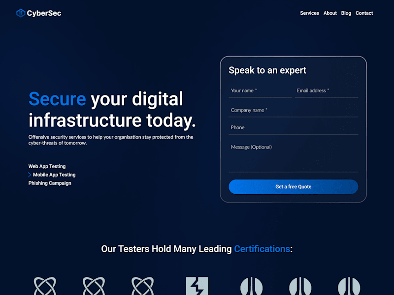 Cover image for CyberSecurity  Website Concept Design