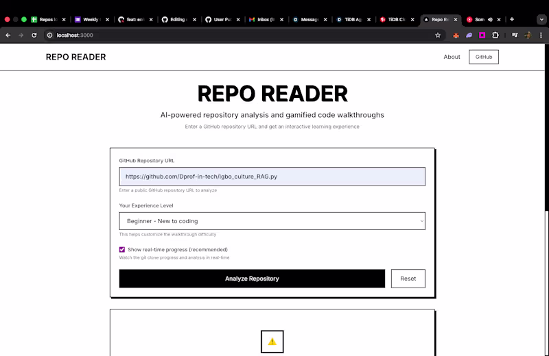 Cover image for Repo Reader - AI-Powered Repository Learning