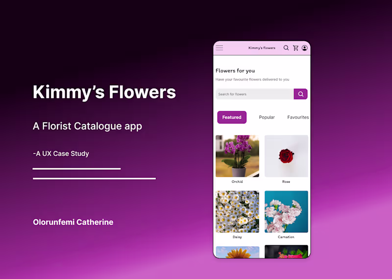 Cover image for Kimmy's flowers- A UX case study on Behance