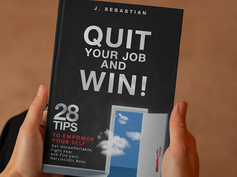 Cover image for "Quit your job and win" book cover design