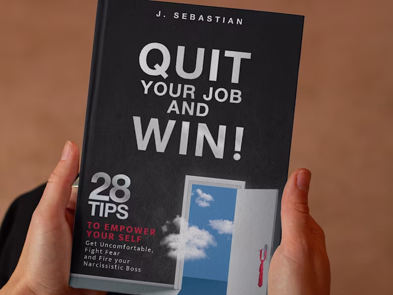 Cover image for "Quit your job and win" book cover design