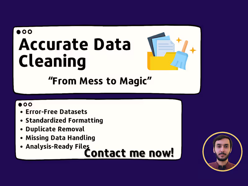 Cover image for Accurate Data Cleaning for Up to 500 Rows of Excel or CSV Files