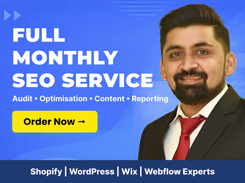 Cover image for Monthly SEO for shopify,wordpress ,wix HTML and Webflow Websites