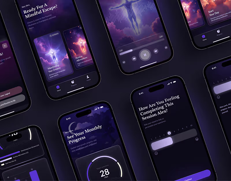 Cover image for Heather - Audio Meditation App UI UX Design