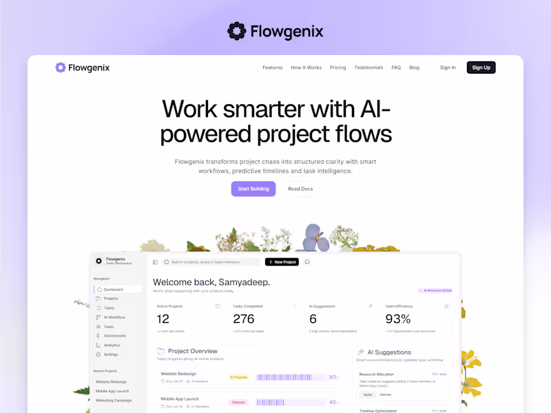 Cover image for Flowgenix AI Project Management SaaS Framer Website