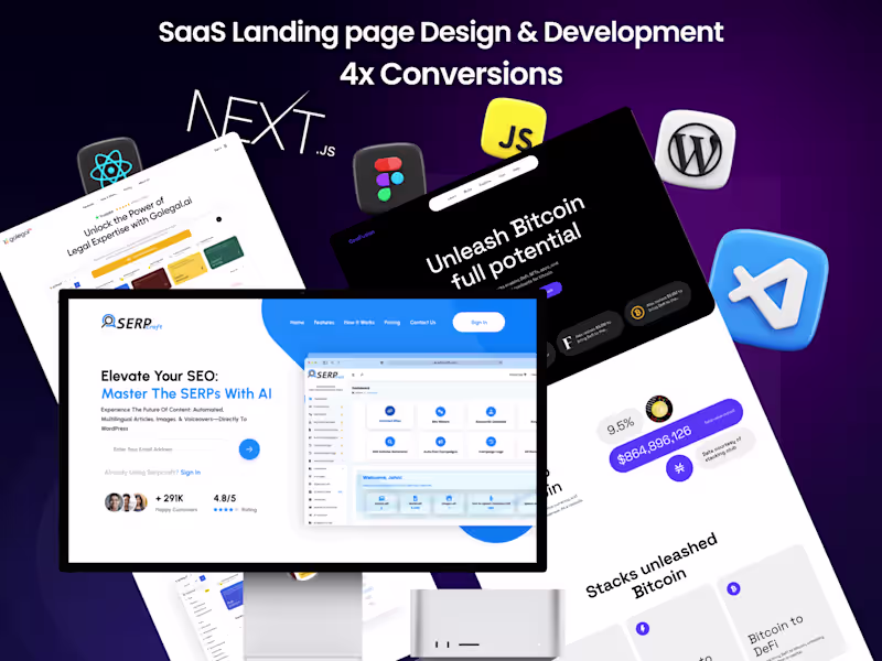 Cover image for SaaS Landing Page Design & Development: 4x conversions