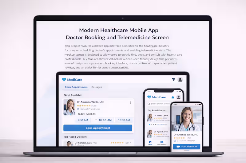 Cover image for Modern Healthcare Web and Mobile Experience Doctor Booking a...