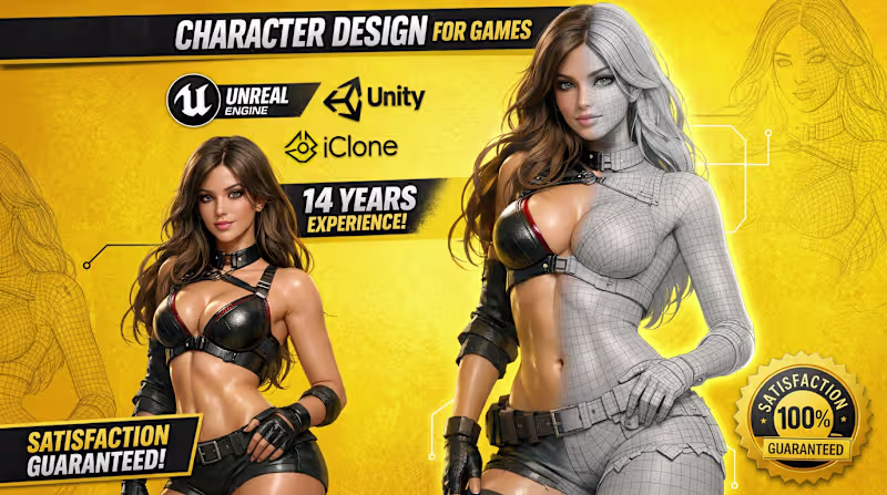 Cover image for 3D game character design for Unreal Engine, Unity, and iClone