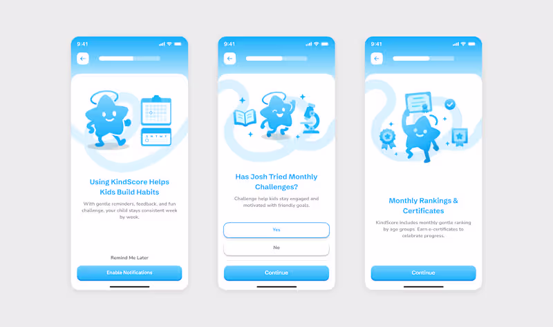 Cover image for New onboarding screens for KindScore.