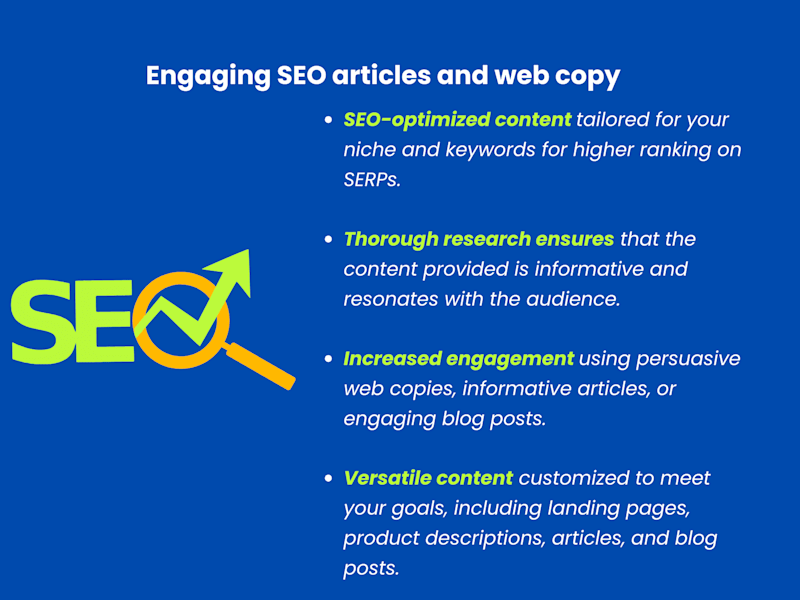 Cover image for I will write engaging SEO articles and web copies