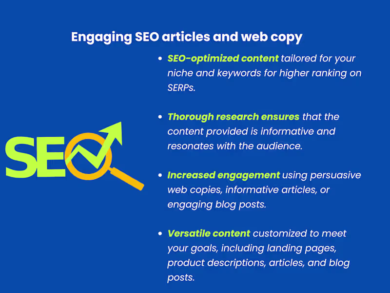 Cover image for I will write engaging SEO articles and web copies