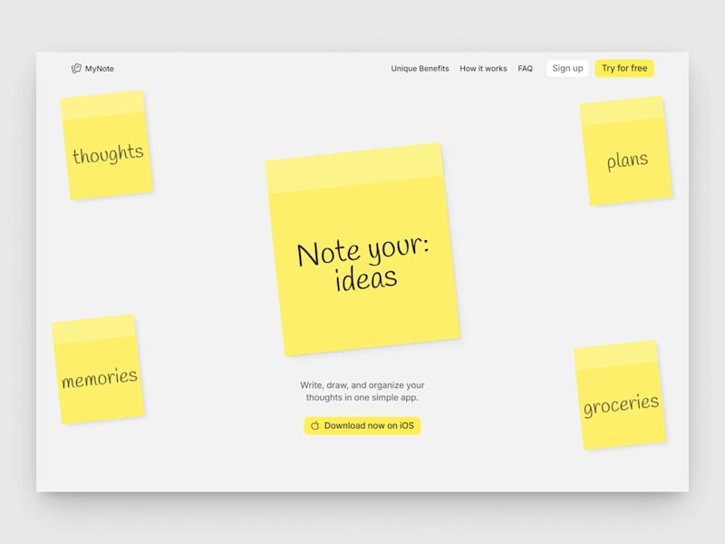 Cover image for MyNote - Landing page for mobile app