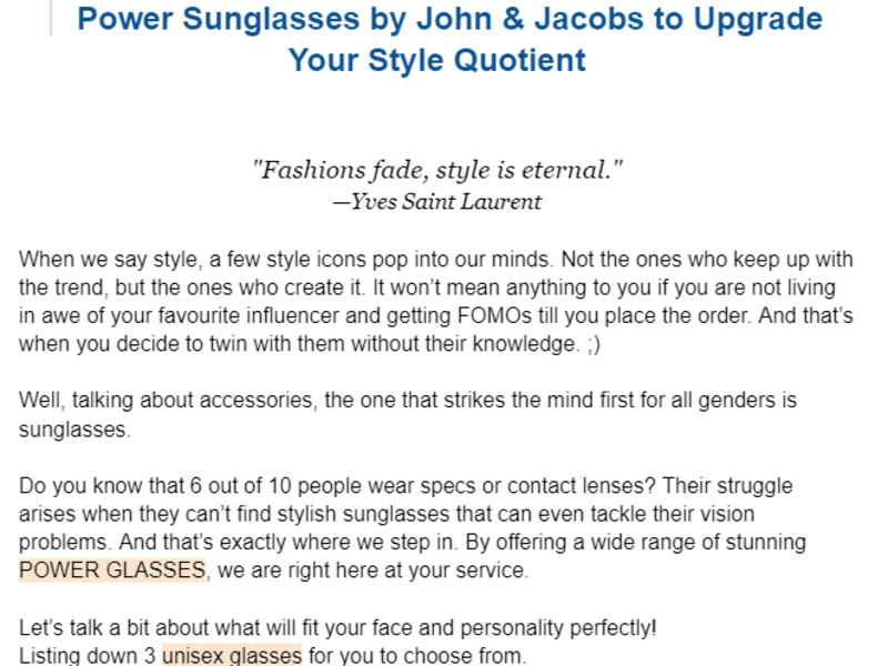 Cover image for BLOG For sunglass brand
