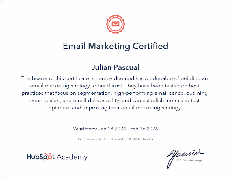Cover image for Email Marketing Certified
