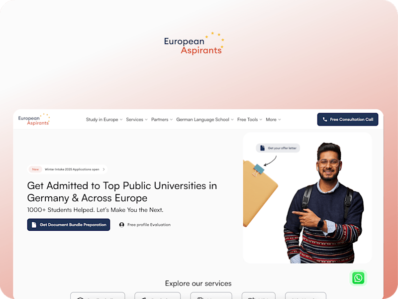 Cover image for European Aspirants Multi Page Design and  Framer Development
