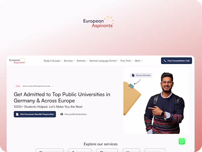 Cover image for European Aspirants Multi Page Design and  Framer Development