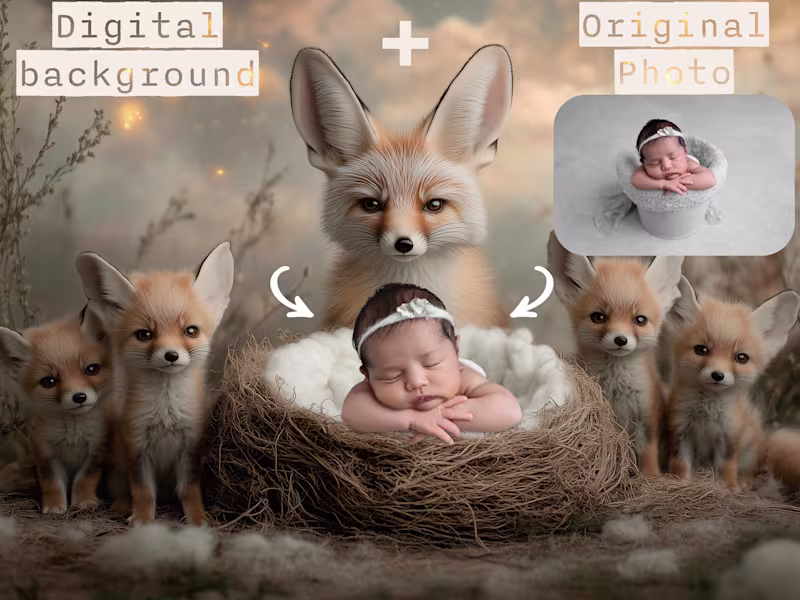 Cover image for Newborn composite with digital backdrop: