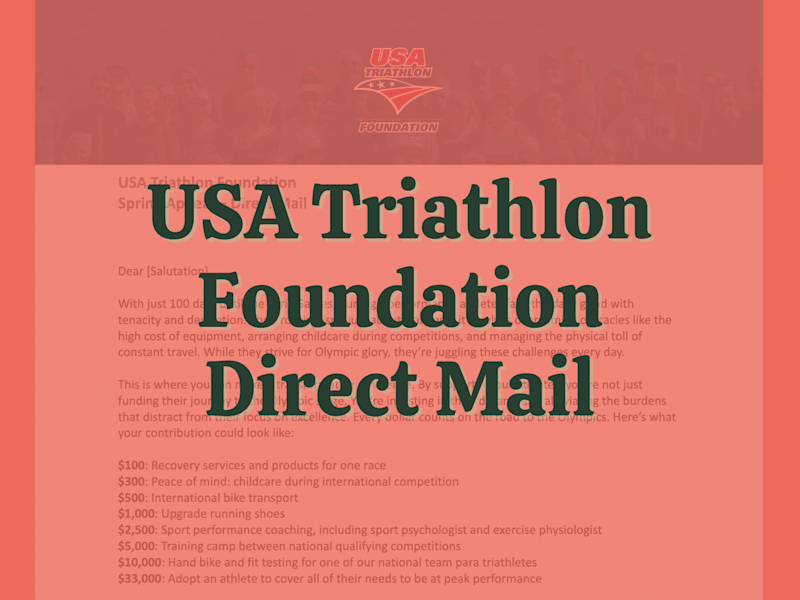 Cover image for USA Triathlon Foundation Direct Mail Content