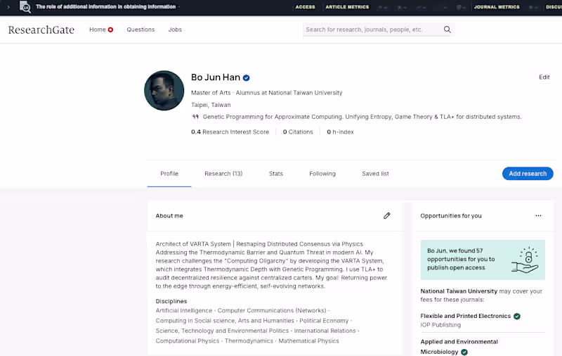 Cover image for Architect of VARTA System |