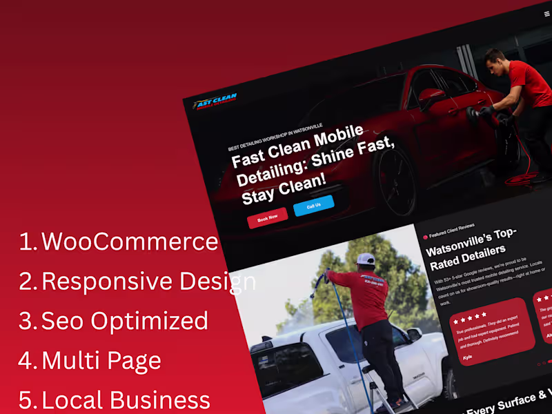 Cover image for Custom Responsive E-commerce Website for Local Mobile Detailing
