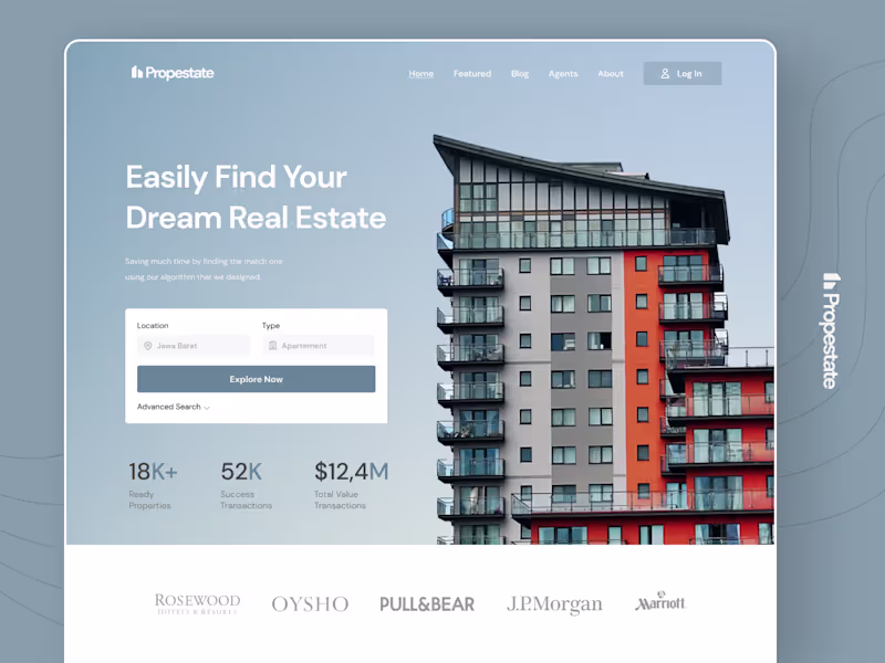Cover image for Propestate - Real Estate Website Landing Page