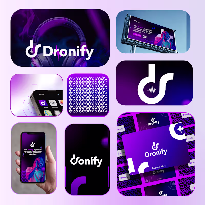 Cover image for Visual Identity for Dronify _ A modern music streaming app