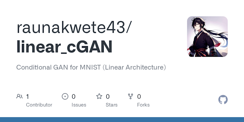 Cover image for Conditional GAN for MNIST with Linear Architecture