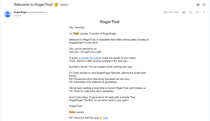 Cover image for RogerRoger Newsletter and Email Funnel Project