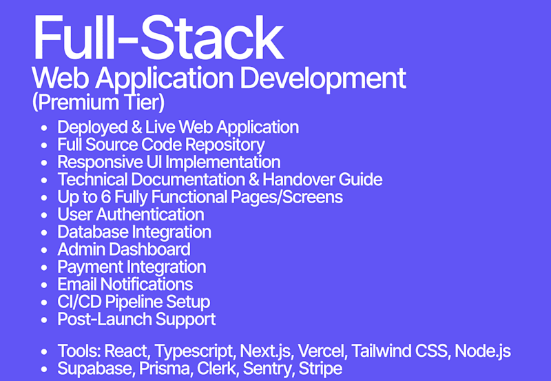 Cover image for 💎 Premium Tier - Full-Stack Web Application Development