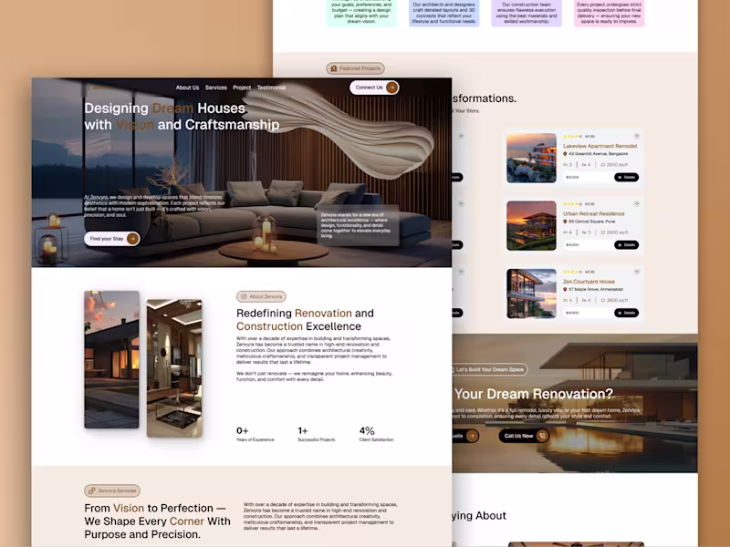 Cover image for Luxury interior & architecture website with clean, modern UI