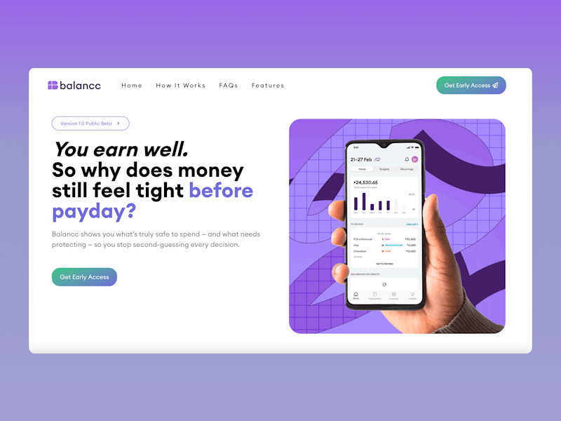 Cover image for Balancc – Spend Clarity App Website