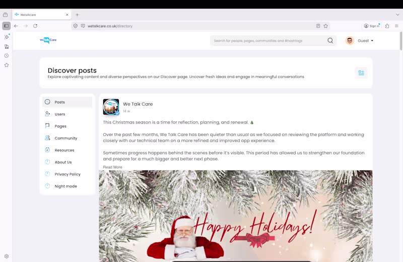 Cover image for Project title:
WeTalkCare – UK Social