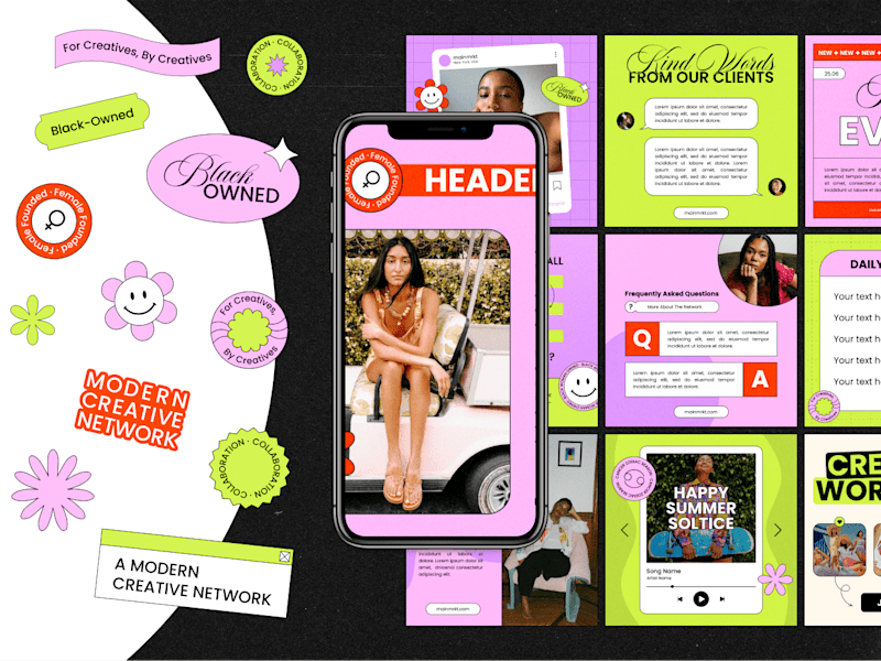 Cover image for Feminine Instagram Templates | Retro Stickers