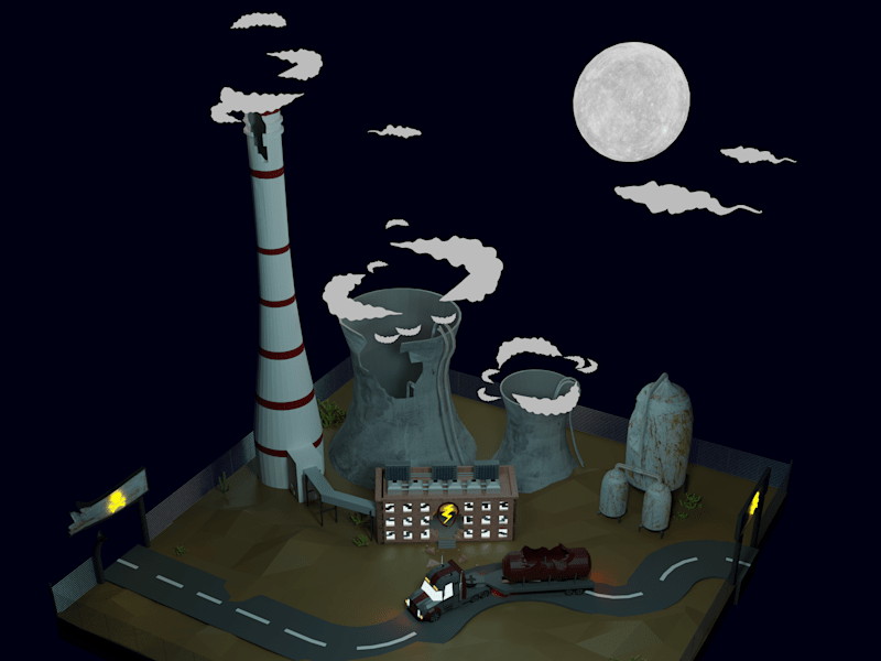 Cover image for 3D scene of an abandoned nuclear power plant
