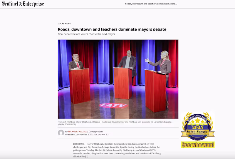 Cover image for Helping out with the coverage of Fitchburg's mayoral electio...