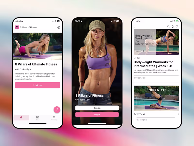 Cover image for Kajabi Branded Mobile App — 8 Pillars of Fitness
