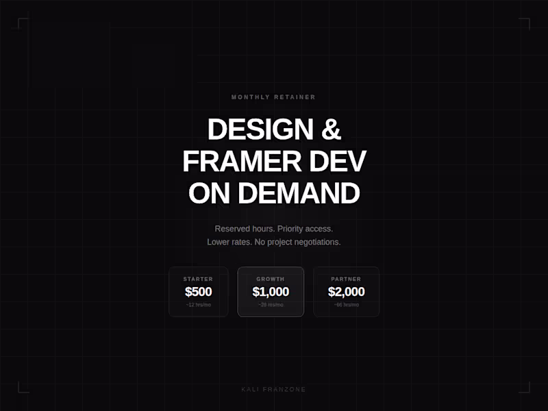 Cover image for Monthly Retainer — Framer Design, Development & CRO
