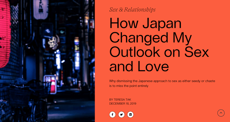 Cover image for How Japan Changed My Outlook on Sex and Love/ Article