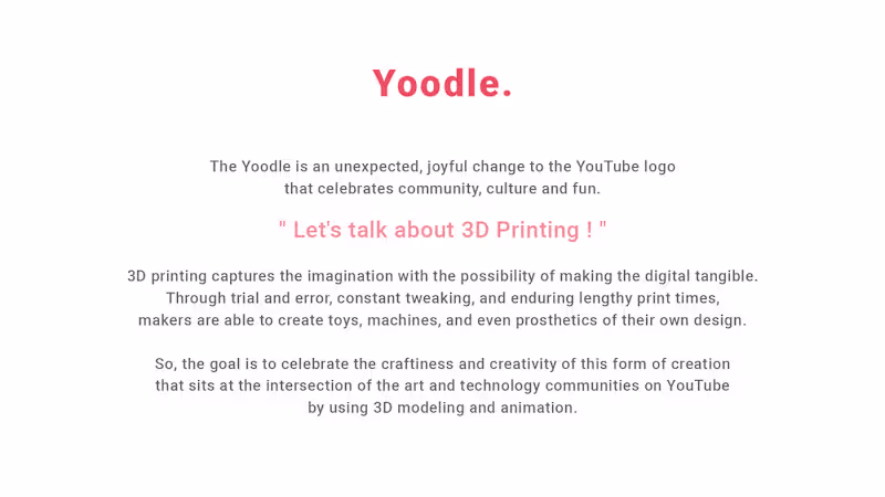 Cover image for Youtube Yoodle - 3D Print :: Behance