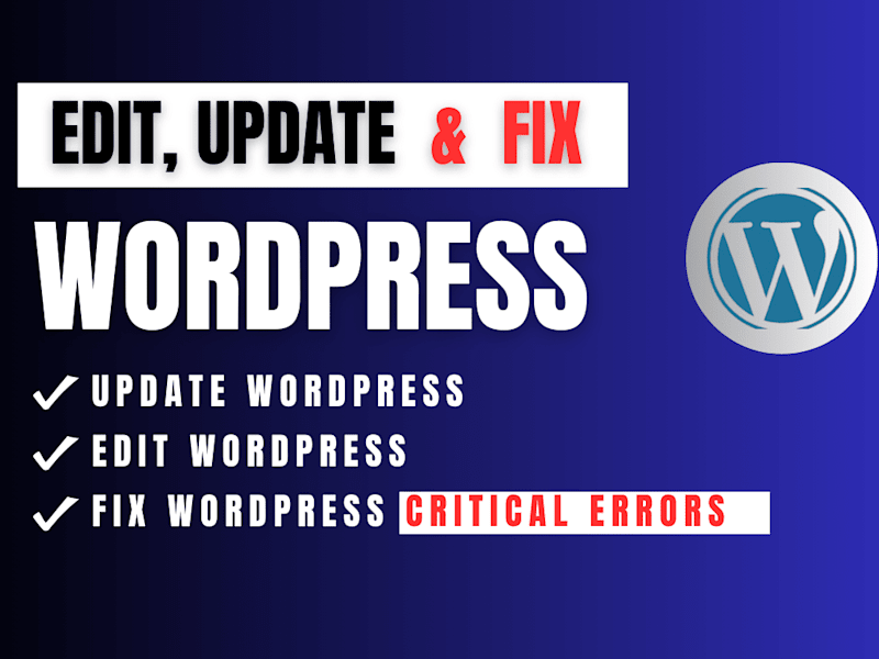 Cover image for quickly edit, update wordpress website or fix wordpress  error