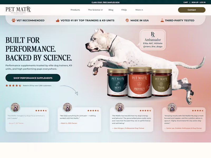 Cover image for Customize a professional website layout design for a Pet Sup...