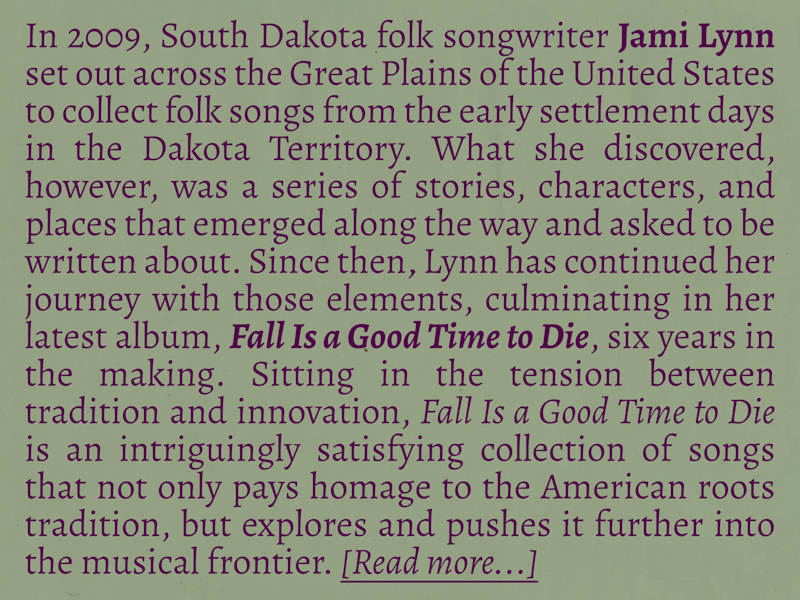 Cover image for Artist Bio: Jami Lynn - Fall Is a Good Time to Die