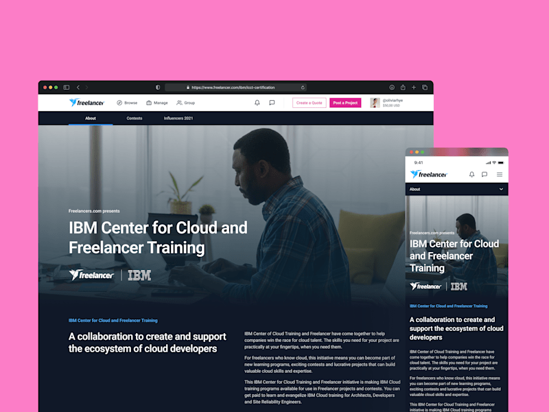 Cover image for Freelancer’s IBM Center for Cloud Training Landing Page Redesign