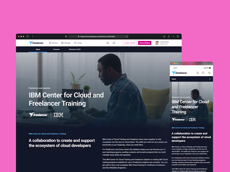 Cover image for Freelancer’s IBM Center for Cloud Training Landing Page Redesign