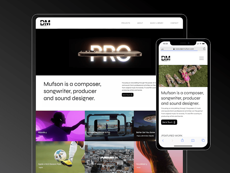 Cover image for iPhone 16 Pro soundtrack composer - Website for Dan M.